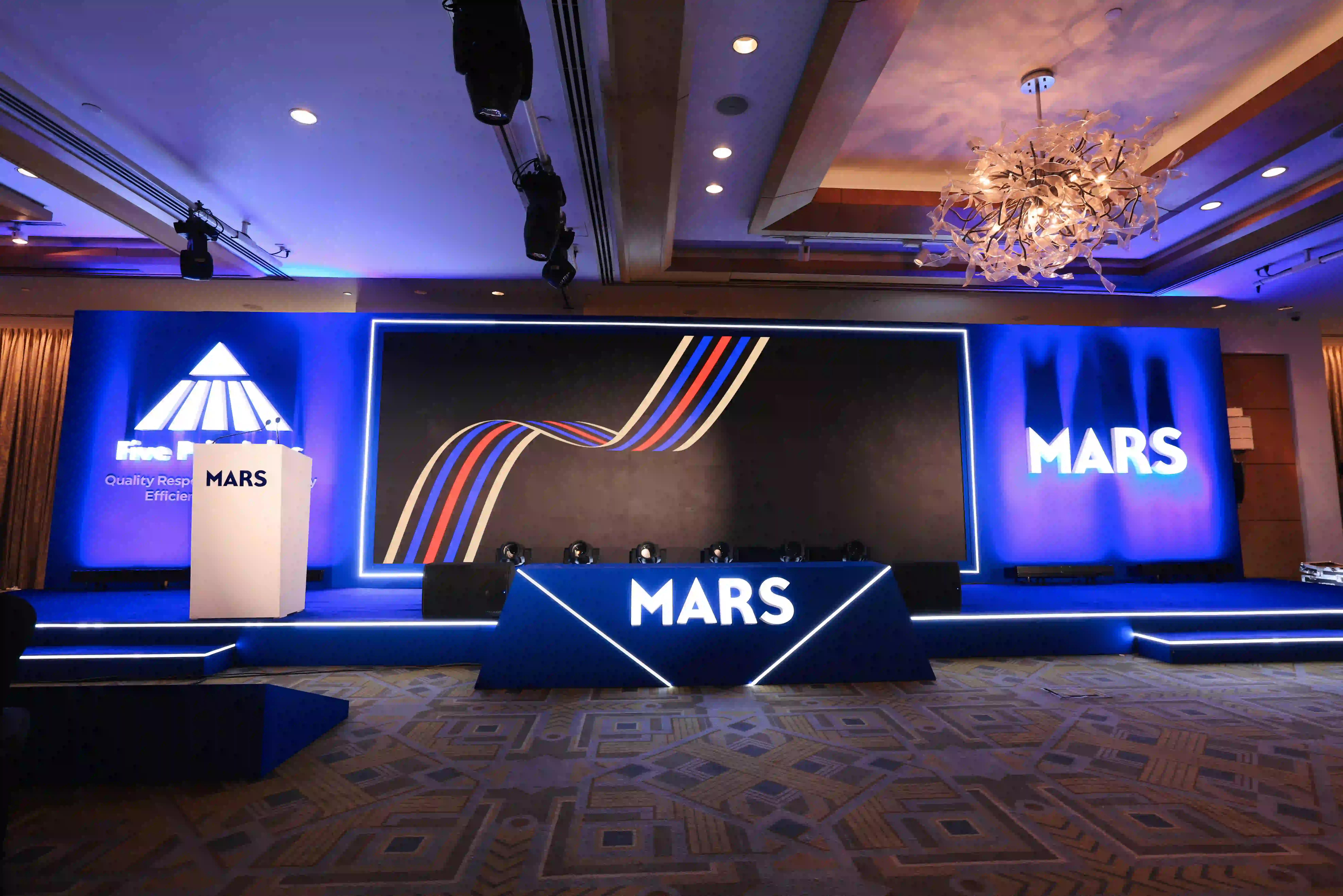 MARS championship gala stage with branded LED backdrop