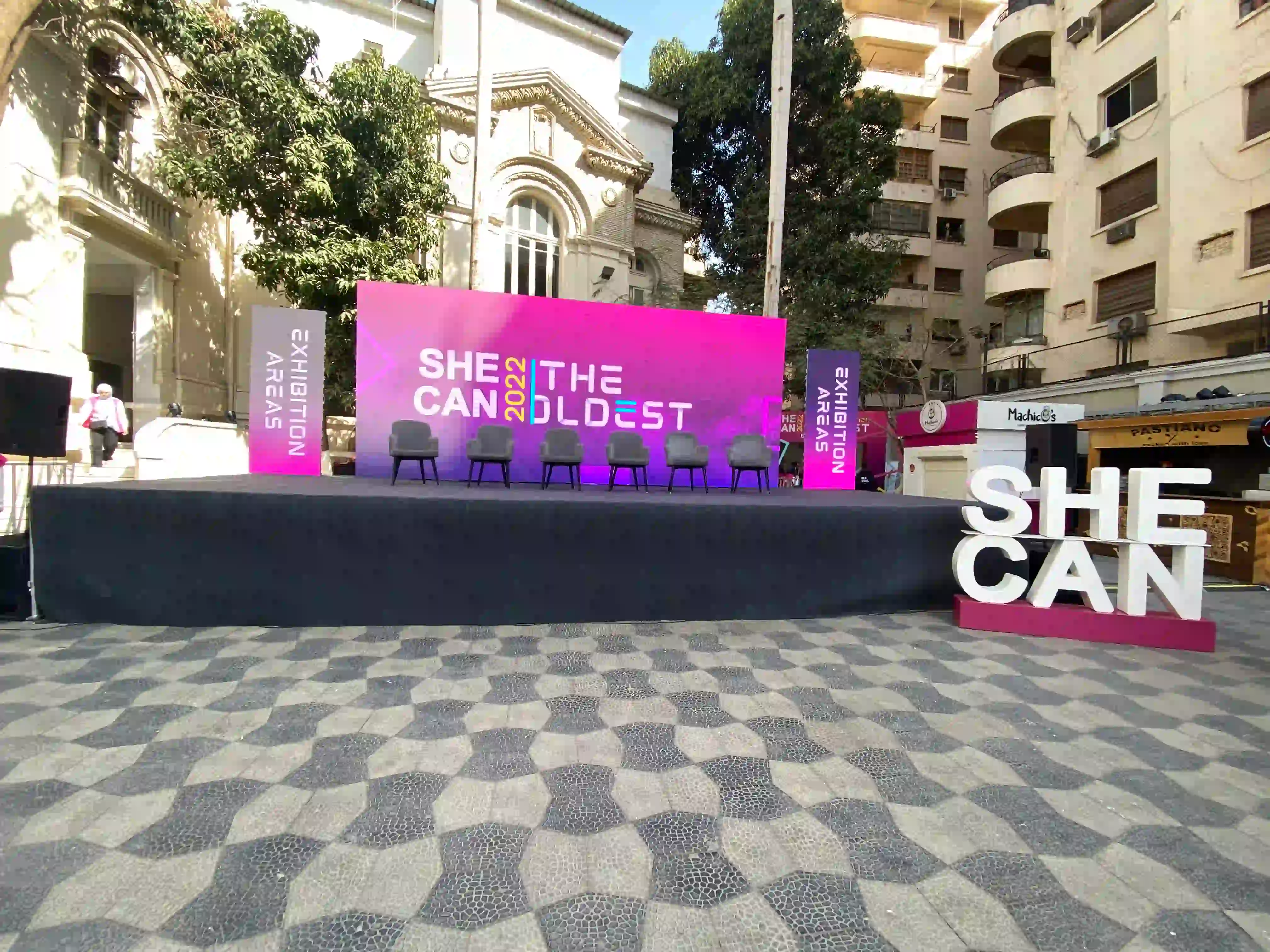 She Can 2022 outdoor social event stage at the Greek Campus