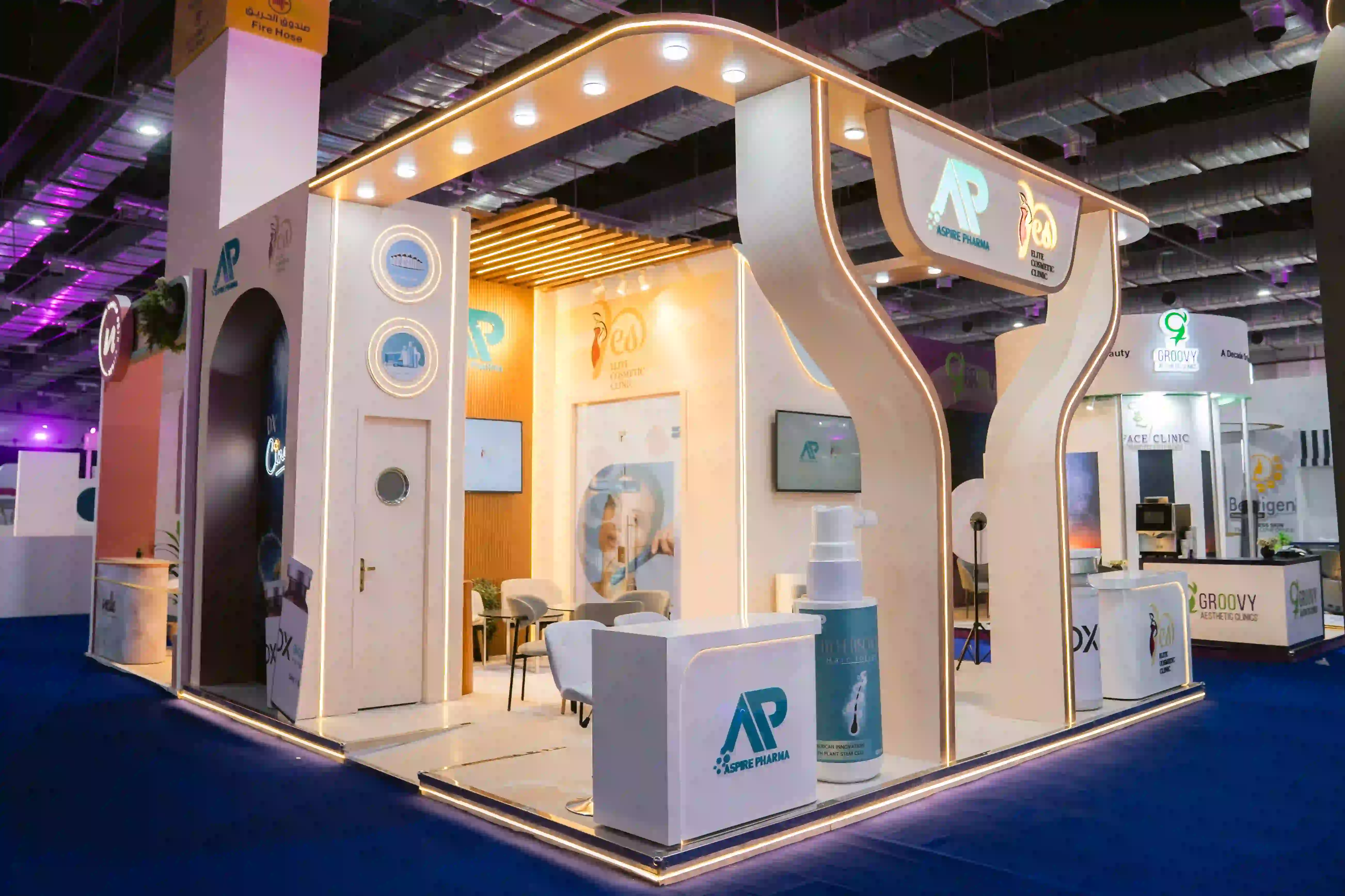 Aspire Pharma cosmetic clinic exhibition stand at Be Expo